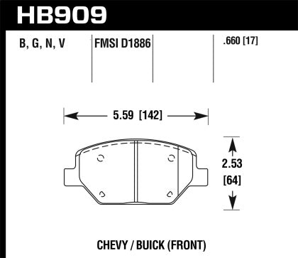 Hawk Performance HB800 Series Brake Pad 0.670 in. thick