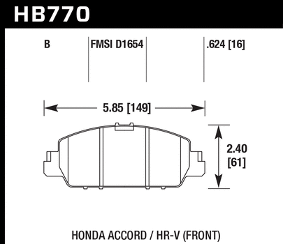 Hawk Performance HB770 Series Brake Pad 0.624 in. thick