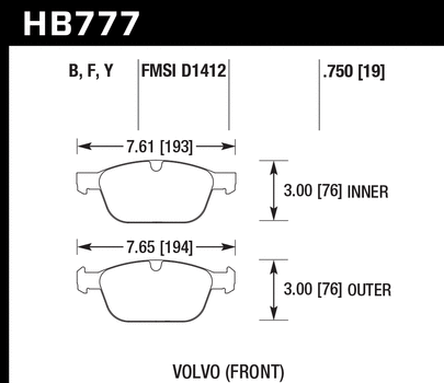 Hawk Performance HB777 Series Brake Pad 0.750 in. thick