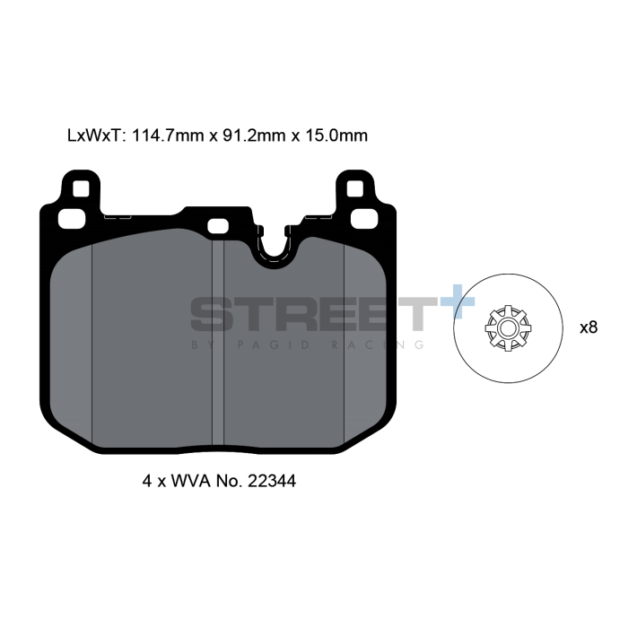 Pagid Street+ brake pad Axle Set T8162SP2001 FMSI: