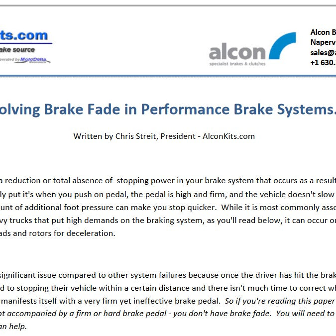 Main causes of brake fade