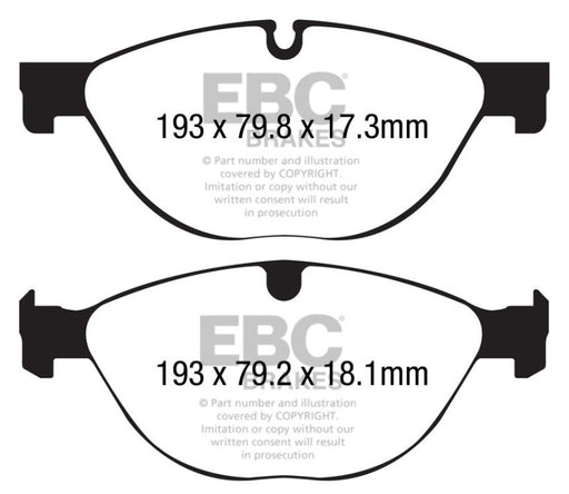 EBC yellowstuff brake pads front fits 2013 Jaguar F Type Cast Iron Only 3 0 Supercharged 380 Perf Pkg