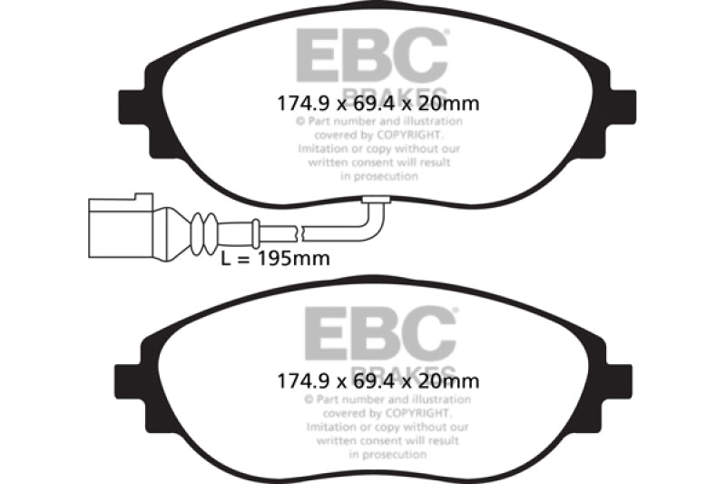 EBC redstuff brake pads front fits 2014 20 Audi S3 2 0 Turbo