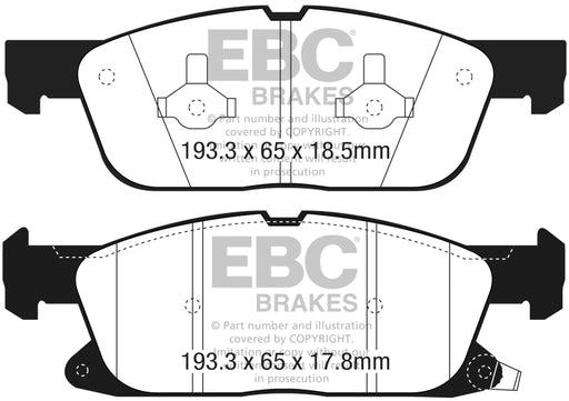 EBC yellowstuff brake pads front fits 2016 Lincoln Continental 10th Gen 2 7l Twin Turbo