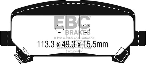 EBC yellowstuff brake pads rear fits 2015 Chevrolet Colorado 2 5