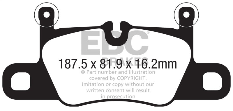 EBC yellowstuff brake pads rear fits 2016 Porsche 911 991 2 W Cast Iron