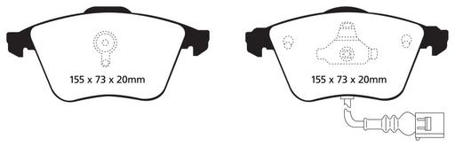 EBC yellowstuff brake pads front fits 2007 10 Audi Tt Quattro 3 2