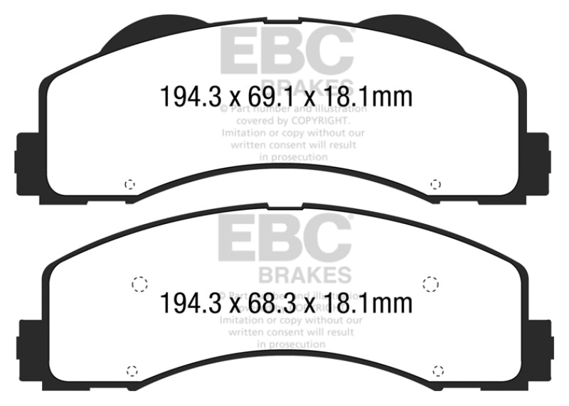 EBC brake pads front part ED93034 fits 2015 Ford F150 2 7 Twin Turbo 2wd Extra Duty