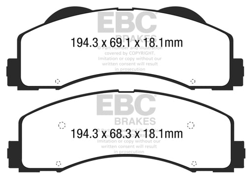 EBC yellowstuff brake pads front fits 2015 Ford F150 2 7 Twin Turbo 2wd