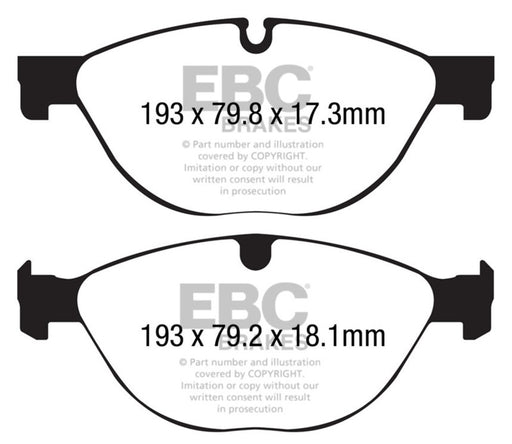 EBC redstuff brake pads front fits 2013 Jaguar F Type Cast Iron Only 3 0 Supercharged 380 Perf Pkg