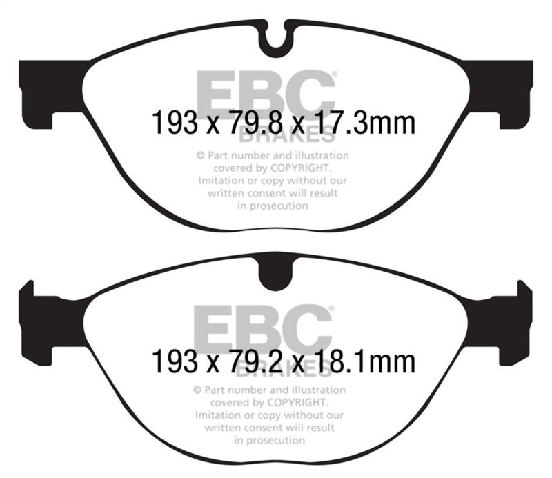 EBC redstuff brake pads front fits 2013 Jaguar F Type Cast Iron Only 3 0 Supercharged 380 Perf Pkg