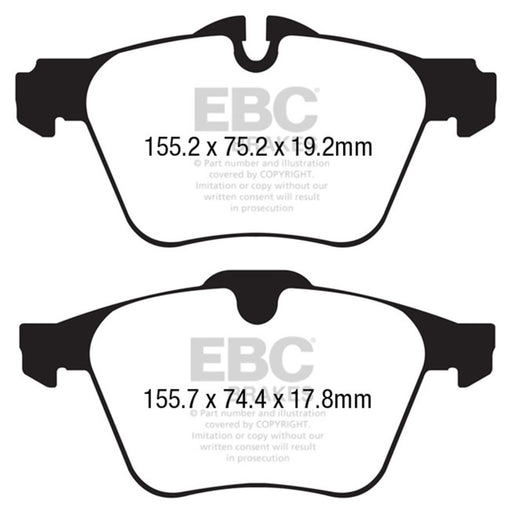 EBC redstuff brake pads front fits 2013 Jaguar F Type Cast Iron