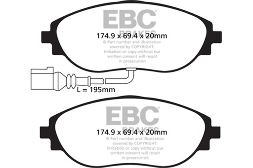 EBC redstuff brake pads front fits 2014 20 Audi S3 2 0 Turbo