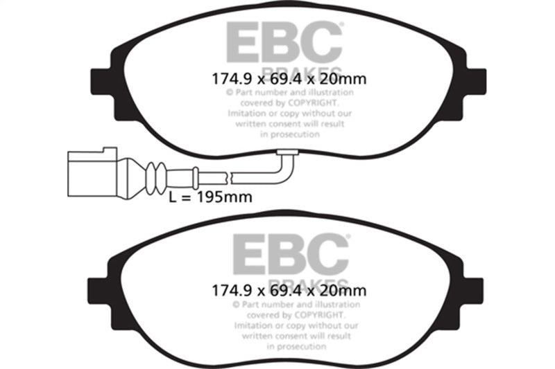 EBC ultimax brake pads front part UD1633 fits 2012 Volkswagen Cc 3 6 Ultimax2