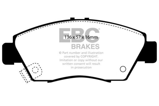 EBC yellowstuff brake pads front fits 2012 Acura Ilx 1 5 Hybrid