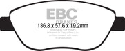 EBC redstuff brake pads front fits 2014 17 Fiat 500