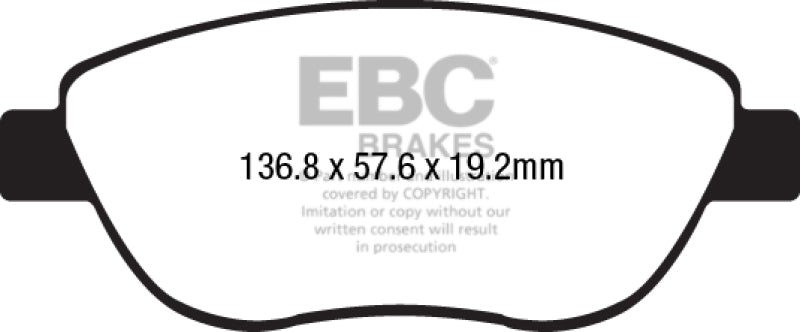 EBC redstuff brake pads front fits 2014 17 Fiat 500