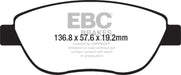EBC redstuff brake pads front fits 2014 17 Fiat 500