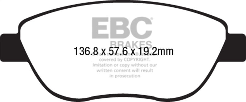 EBC redstuff brake pads front fits 2014 17 Fiat 500