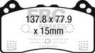 EBC redstuff brake pads front fits 2016 18 Ford Focus Rs