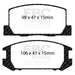 EBC redstuff brake pads rear fits 1999 02 Toyota Mr2 1 8