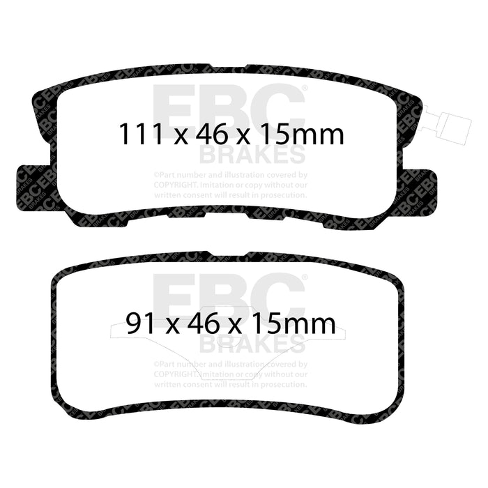 EBC yellowstuff brake pads rear fits 2011 14 Chrysler 200 3 6