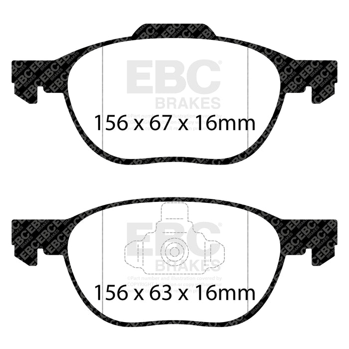 EBC yellowstuff brake pads front fits 2012 Ford C Max 2 0 Hybrid