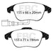 EBC greenstuff brake pads front part DP21997 fits 2015 19 Audi Q3 2 0 Turbo