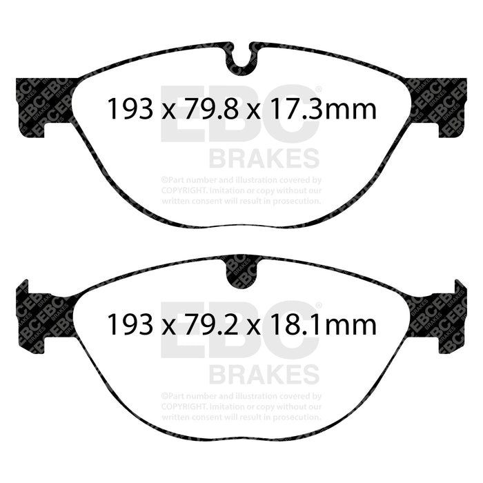 EBC yellowstuff brake pads front fits 2013 Jaguar F Type Cast Iron Only 3 0 Supercharged 380 Perf Pkg