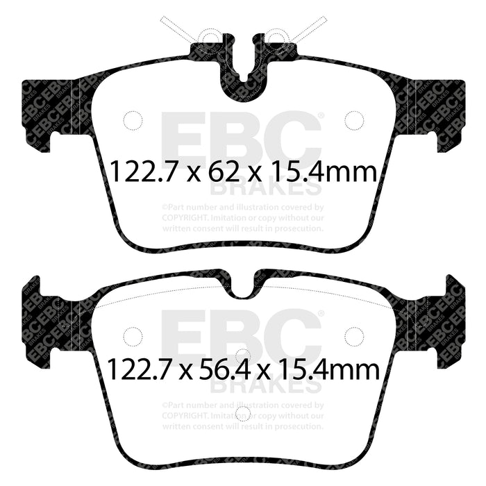 EBC yellowstuff brake pads rear fits 2015 Mercedes Benz C300 W205 2 0 Turbo 4 Matic