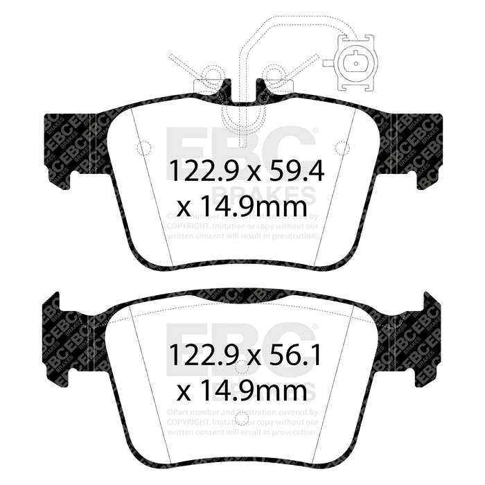 EBC greenstuff brake pads rear part DP22315 fits 2017 Alfa Romeo Giulia 2 0l Turbo
