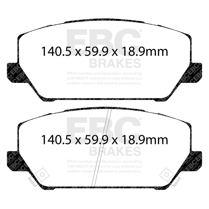 EBC greenstuff brake pads front part DP22343 fits 2019 Hyundai Veloster 2nd Gen 2 0l Turbo N