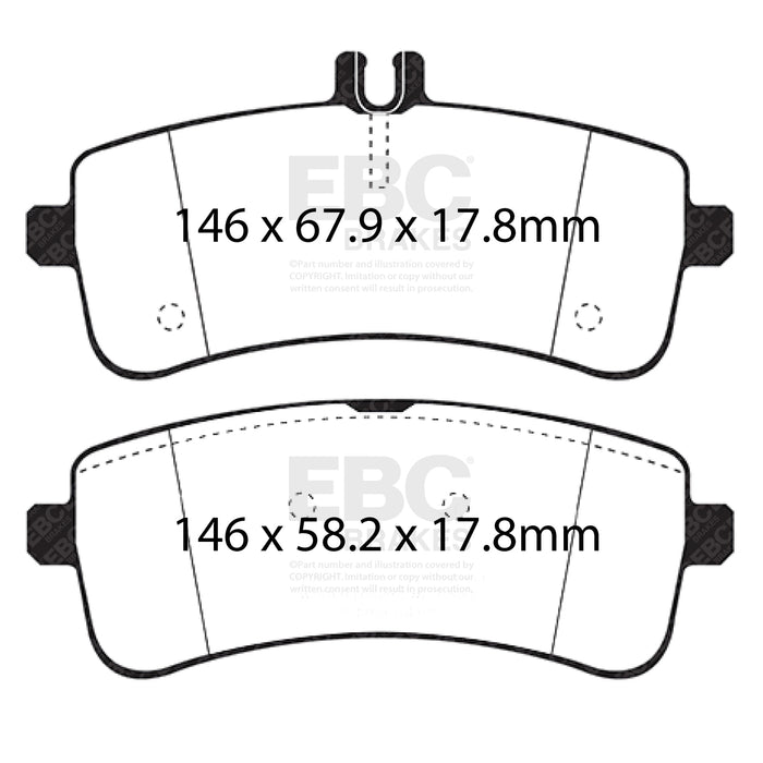 EBC redstuff brake pads rear fits 2015 Mercedes Benz C63 S Amg W205 4 0l Twin Turbo