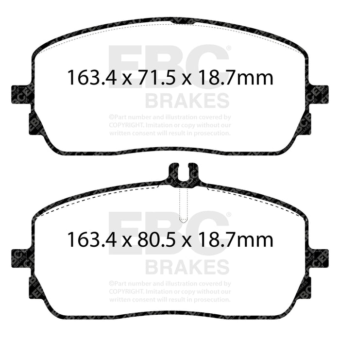 EBC redstuff brake pads front fits 2019 Mercedes Benz A220 Sedan V177 2 0t