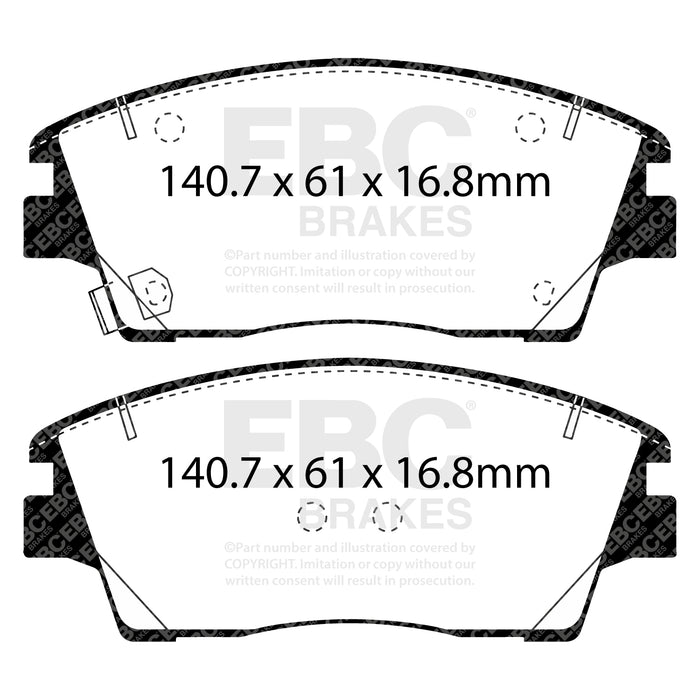 EBC yellowstuff brake pads front fits 2017 Hyundai Elantra 1 6l Turbo