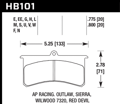 Hawk Performance HB101 Series Brake Pad 0.800 in. thick