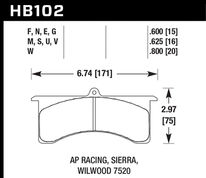 Hawk Performance HB102 Series Brake Pad 0.600 in. thick