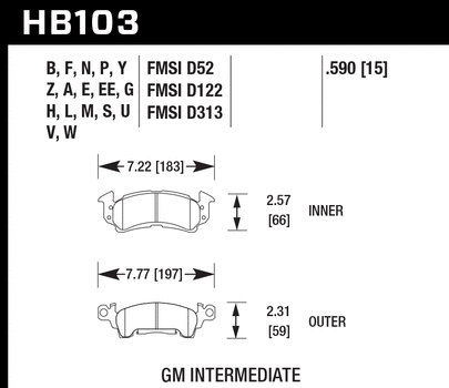 Hawk Performance HB103 Series Brake Pad 0.590 in. thick