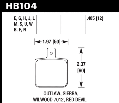Hawk Performance HB104 Series Brake Pad 0.485 in. thick