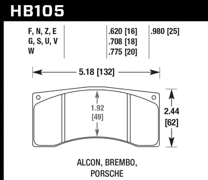 Hawk Performance HB105 Series Brake Pad 0.620 in. thick