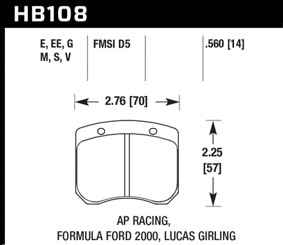 Hawk Performance HB108 Series Brake Pad 0.560 in. thick