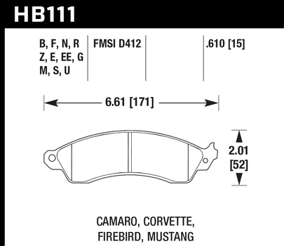 Hawk Performance HB111 Series Brake Pad 0.610 in. thick