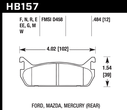 Hawk Performance HB157 Series Brake Pad 0.484 in. thick