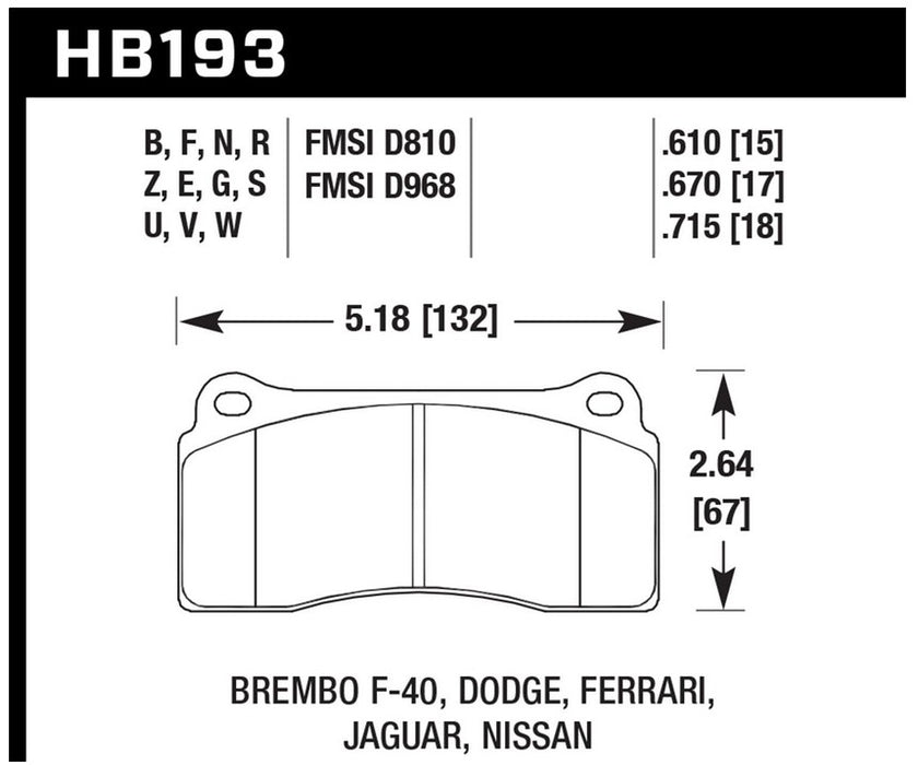 2011-2016 GT-R DBA Rear Hawk Brake Pads