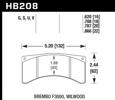 Hawk Performance HB208 Series Brake Pad 0.708 in. thick