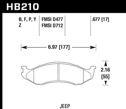 Hawk Performance HB210 Series Brake Pad 0.677 in. thick