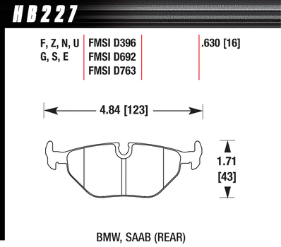 Hawk Performance HB227 Series Brake Pad 0.630 in. thick