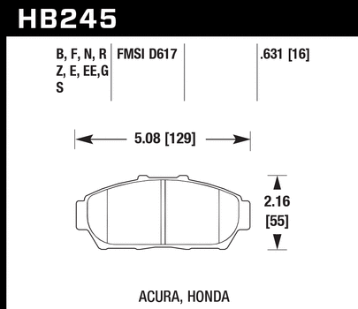 Hawk Performance HB245 Series Brake Pad 0.631 in. thick