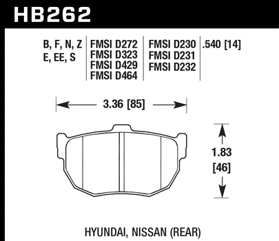 Hawk Performance HB262 Series Brake Pad 0.540 in. thick