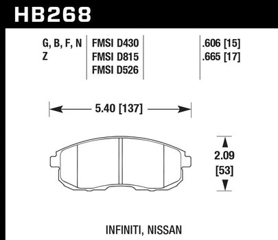 Hawk Performance HB268 Series Brake Pad 0.606 in. thick